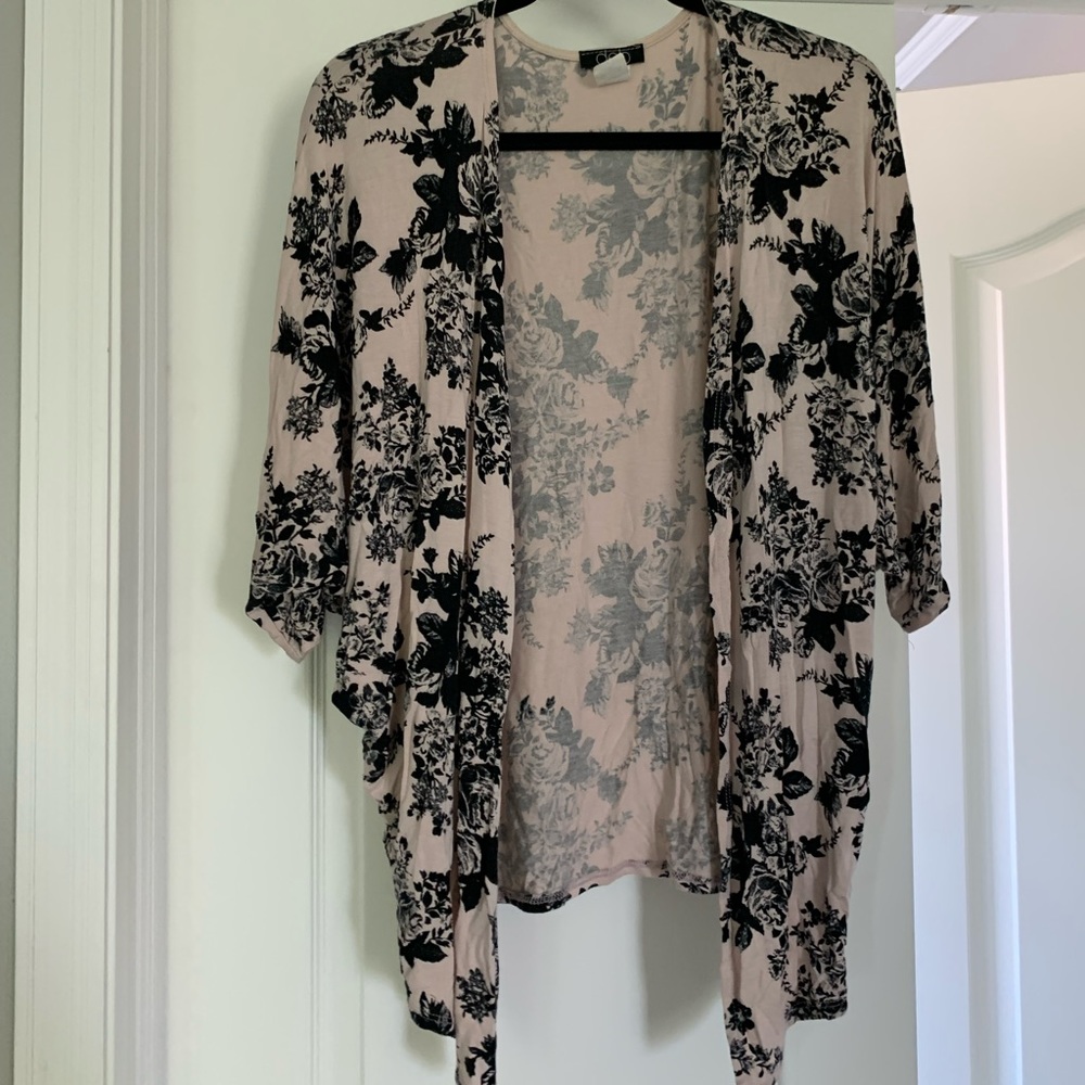 Black and Dusty rose kimono
